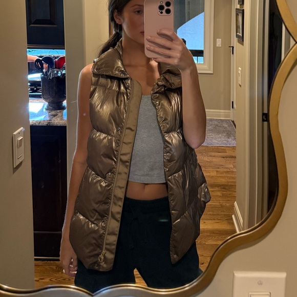 Athleta Metallic Gold Puffer Vest - Picture 1 of 5